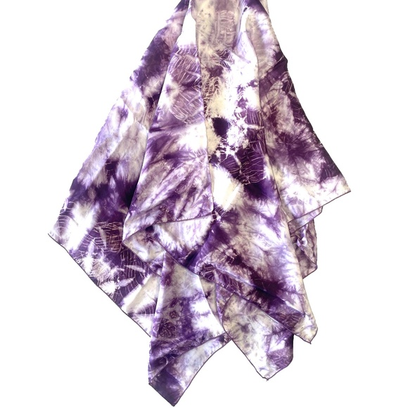 Cesar Galindo Purple Print Silk Scarf - Picture 4 of 5